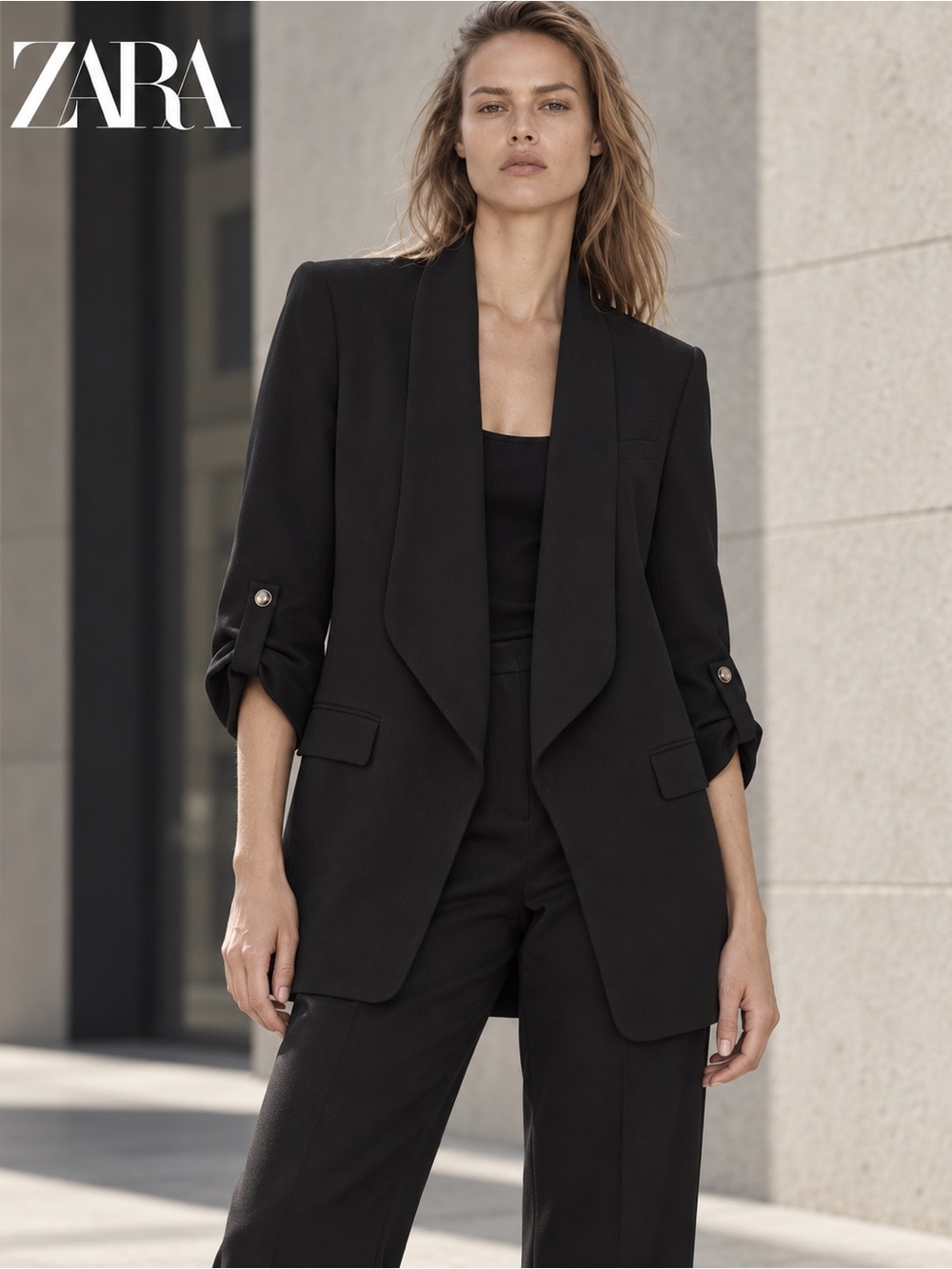 ZARA Women's Black Jacket with Lapels Size XS